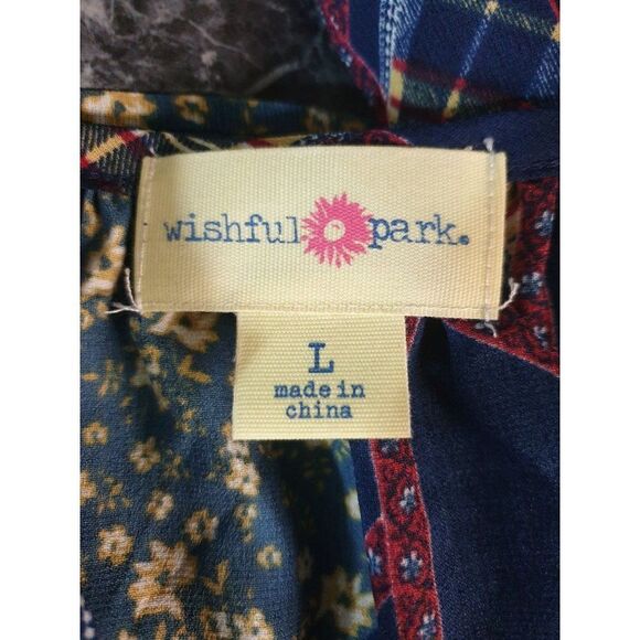 Women's Long Sleeve V-Neck Blouse Patchwork Print Dressy Top Large NWOT - Picture 7 of 7